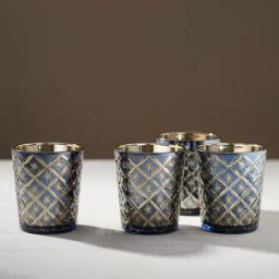 Pure Home and Living Blue Glass Printed Votives-image-0