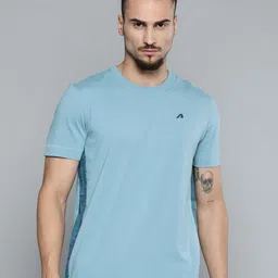 Alcis Men Blue Solid Slim Fit Gym T-shirt-image-31