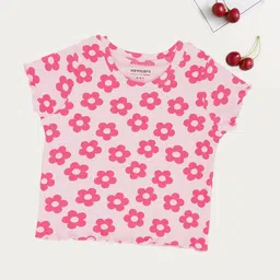 Pantaloons Junior Girls Floral Printed Round Neck T-shirt-picture-15