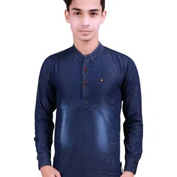 SQS Boys Slim Fit Full Sleeve Denim dark blue Color Shirt-picture-44