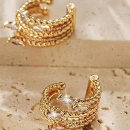 EL REGALO Artificial Stones Studded Semi Circular Shaped Ear Cuffs-picture-15