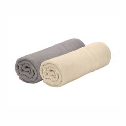 The Happy Pod 2 Piece Grey & Cream 530 GSM High Absorbent Bamboo Cotton Bath Towels-image-45