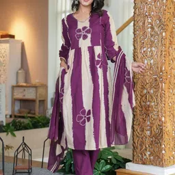 KALINI Women Colourblocked Printed Regular Pure Cotton Kurta with Trousers & With Dupatta-picture-23