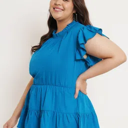 U&F Beyond Plus Size Flutter Sleeves Ruffles A-Line Top image 5