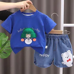 POP STREET KIDS Boys Printed Round Neck T-shirt With Shorts-picture-49