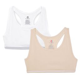 Charm n Cherish Cotton Beginners Sports Bra Pack Of 2 - White And Nude-image-49