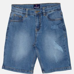 Kiddopanti Solid  Knee Length Denim Shorts - Mid Wash Blue-image-27