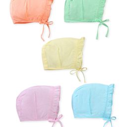 Babyhug 100% Cotton Solid Caps Pack of 5  - Multicolour-image-26
