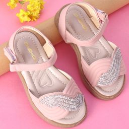 Oh! Pair Party Sandals with Velcro Closure & Rhinestone  Detailing - Pink-picture-14