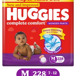 Huggies Complete Comfort Wonder Pants India's Fastest Absorbing Diaper Medium Size -  228 Diapers-image-94