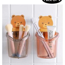 Baby Miniature Toothbrush Holder Shelf Wall Mounted with Self Adhesive Teddy Bear Magic Sticker - Pack of 2-27