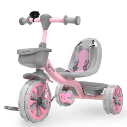 Lifelong Trike Cycle for Kids Tricycles With 3 EVA Wheels Bell & Basket for Toys- Pink & Grey-22