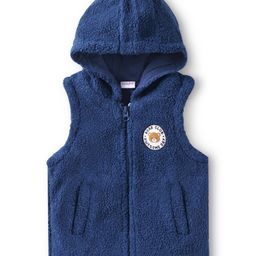 Babyhug Knit Sleeveless Hooded Winter Jacket with Fur Detailing & Kangaroo Pocket - Navy Blue-image-46