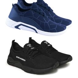 Spotwalk Men Set Of 2 Geometric Printed Mid-Top Lace-Ups Running Shoes-image-87