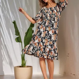 RARE Floral Print Georgette Fit & Flare Dress-picture-46