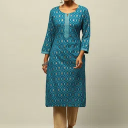 Rangriti Geometric Woven Design Straight Kurta-picture-37