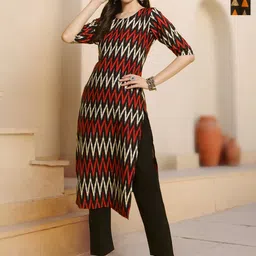HERE&NOW Selection Of 2 Chevron Printed Round Neck Straight Kurta-image-17