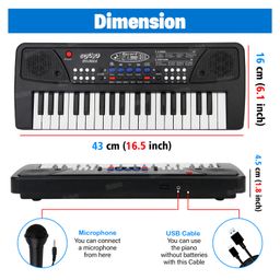 Fiddlerz 37 Key Piano Keyboard Toy With Power And Recording Option - Black White image 3
