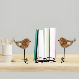 JASMEY HOMES 2-Pcs Brown & White Printed Twitte Bird Showpieces-18