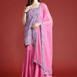 Anouk Floral Printed Regular Kurti with Sharara & With Dupatta-50