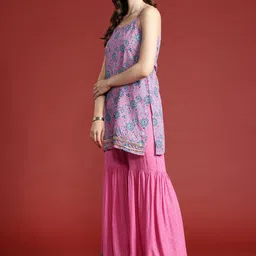 Anouk Floral Printed Regular Kurti with Sharara & With Dupatta image 5