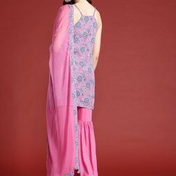 Anouk Floral Printed Regular Kurti with Sharara & With Dupatta image 2