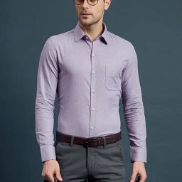 Louis Stitch Purple Cotton Slim Fit Texture Shirt-image-72