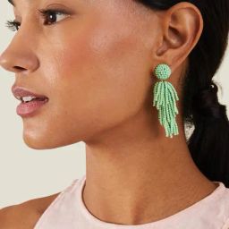 Accessorize London Women's Mint Short Bead Tassel Earrings-image-60