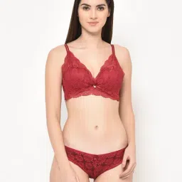 Da Intimo Maroon Lace Lingerie Set-41