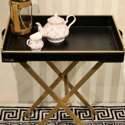 Casagold Black Foldable Butler Tray Table With Metal Stand-17