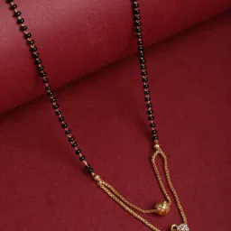 Panash Gold Plated Black Artificial Stones & Layered Beads Studded Mangalsutra image 1
