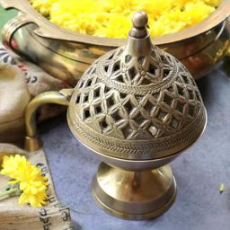 Ambi Intricate Design Brass Dhuni Loban Sambrani Incense Burner (Small)-image-40
