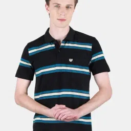Duke Black Regular Fit Striped Polo T-Shirt-picture-31
