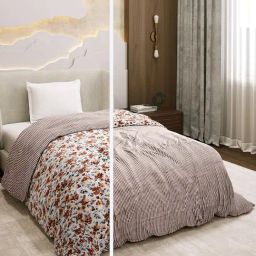 Monte Carlo Do-Daisy Orange Cotton Blend Printed Single Bed Dohar-image-61