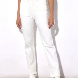 Only White Cotton Straight Fit High Rise Jeans-image-91