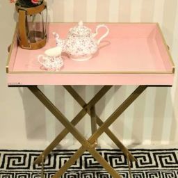 Casagold Pink Foldable Butler Tray Table With Metal Stand-46