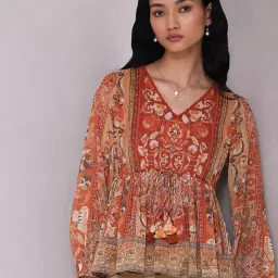 aarke Ritu Kumar Rust Floral Print Kurta image 1