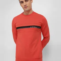 Allen Solly Red Cotton Regular Fit Colour Block Sweatshirt image 1