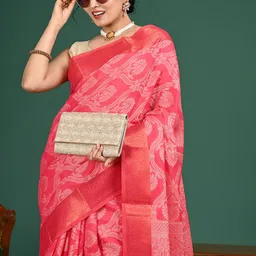 HELLA FASHIONS Woven Design Zari Art Silk Saree-image-94