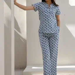 SAY Blue Printed Pyjamas Set-picture-7