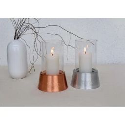 COPPRE Copper Birch Hurricane Lamp Shaped Candle Holder with Candle - Set of 1-image-44