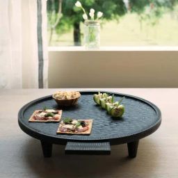 ellementry Tribal Black Mango Wood Platter - Set of 1-33