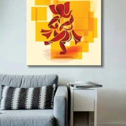 999store Yellow & Orange Lord Ganesha Dancing Canvas Painting-image-10