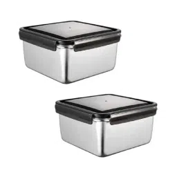 Femora Silver Steel Containers with Lid (550 ml) - Set of 2-27