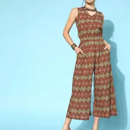 Yufta Maroon Cotton Printed Jumpsuit-picture-11