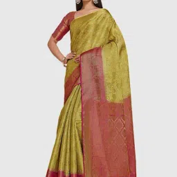 Mimosa Lime Green Silk Woven Saree With Unstitched Blouse-picture-31