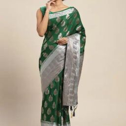 Mimosa Green Silk Woven Saree With Unstitched Blouse-image-70