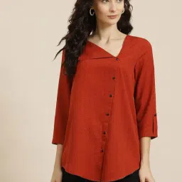Qurvii Rust Printed Shirt-93
