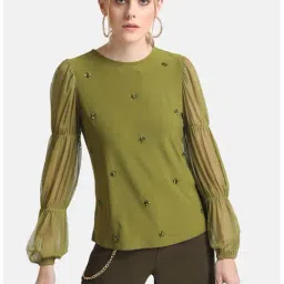 Kazo Green Embellished Top-image-80