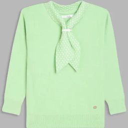 Elle Kids Sea Green Regular Fit Full Sleeves Sweater-picture-39